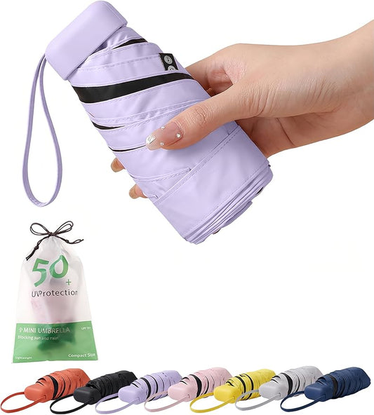 BAODINI Mini Travel Umbrella Small Compact UV Blocking Manual Open Close Portable Sun Protection for Women Kids and Men