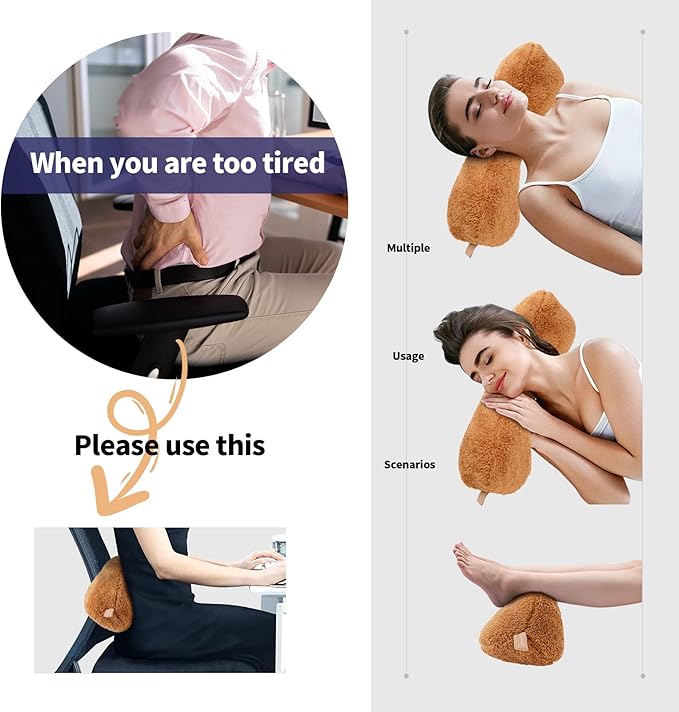 Head Recliner Pillow Adjustable Cotton Headrest Pillows for Recliner Chairs, Pain Relief Neck Support Pillow for Travel Home Sofa Armchair with Zipper Cover (Camel)