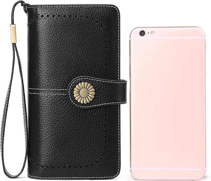 SENDEFN Wallets for Women Leather Credit Card Holder with RFID Blocking Large Capacity Wristlet | with RFID Blocking, Large Capacity, Wristlet, with RFID Blocking, Large Capacity, Wristlet