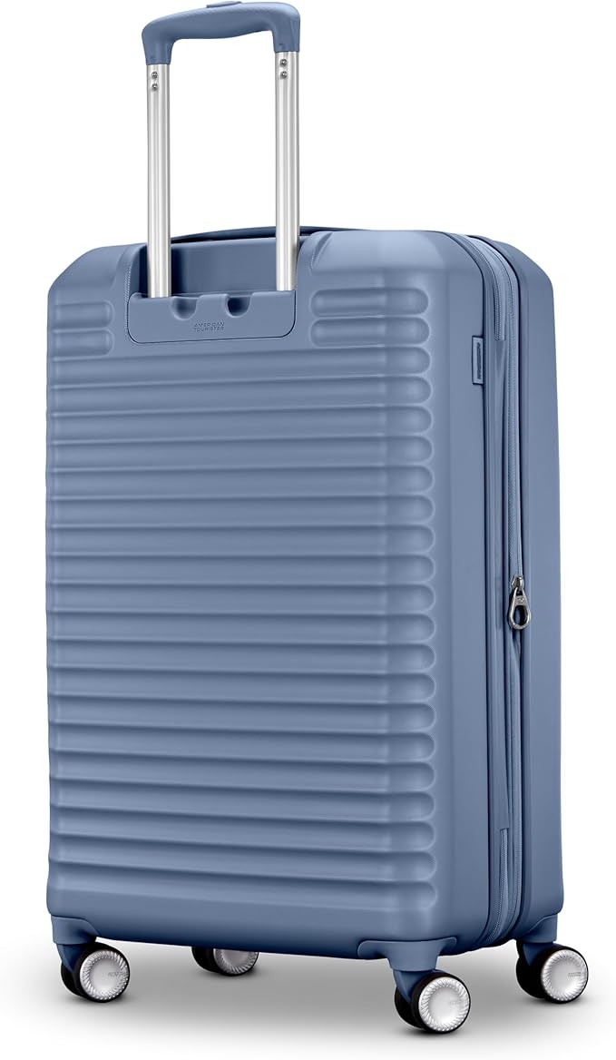 American Tourister Stratum 3.0 Medium 24-Inch Spinner, Airline Approved, Durable Hardside Luggage, Expands 1.5", RightHeight™ Adjustable Handle, Elemental Blue