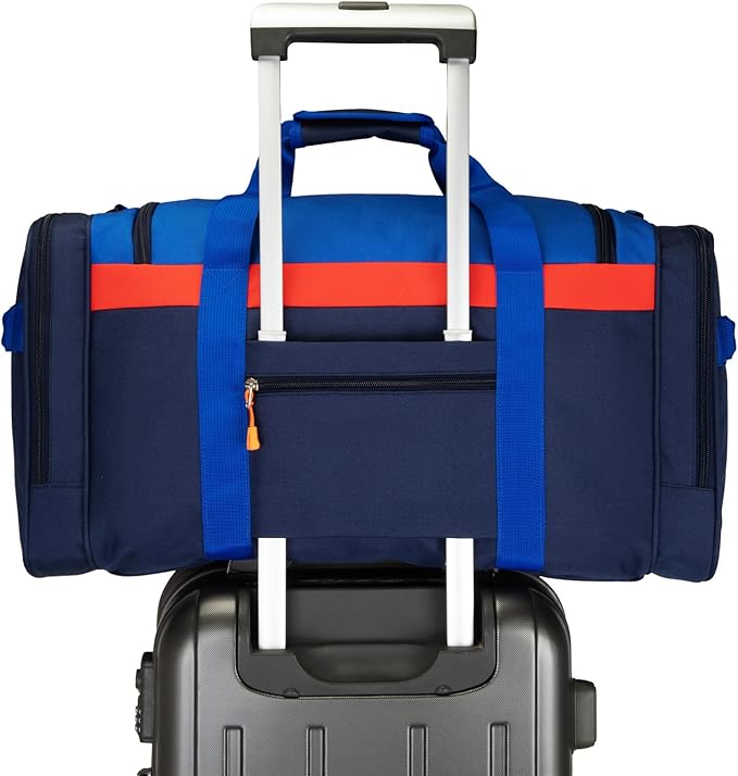 HawLander Large Kids Duffle Bag for Travel, Overnight, or Weekender, 22" inch (Dark Blue)