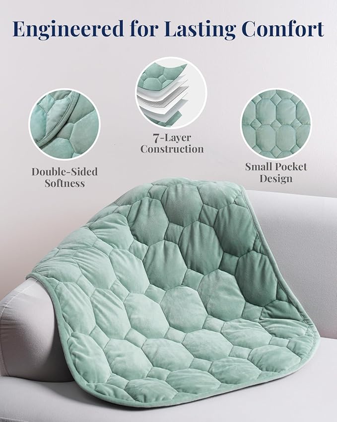 Kivik Weighted Lap Blanket Adults, 7 lbs Weighted Pad, 24"x29", Sage Green, Heavy Travel Blankets Throw, Small & Mini Portable Pads, Breathable & Warm Gift