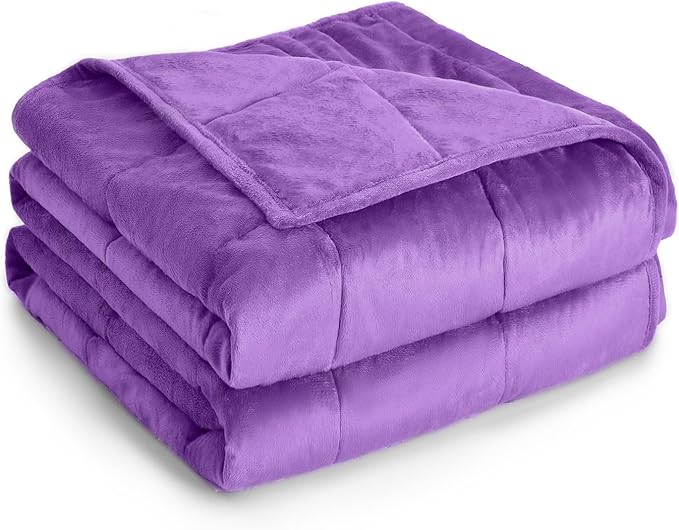 Topblan Flannel Weighted Blanket, 12lbs, Purple, Twin Size, Adult Heavy Blanket for Sleeping and Calming, Soft Warm Fabric, 48 x 72 inches