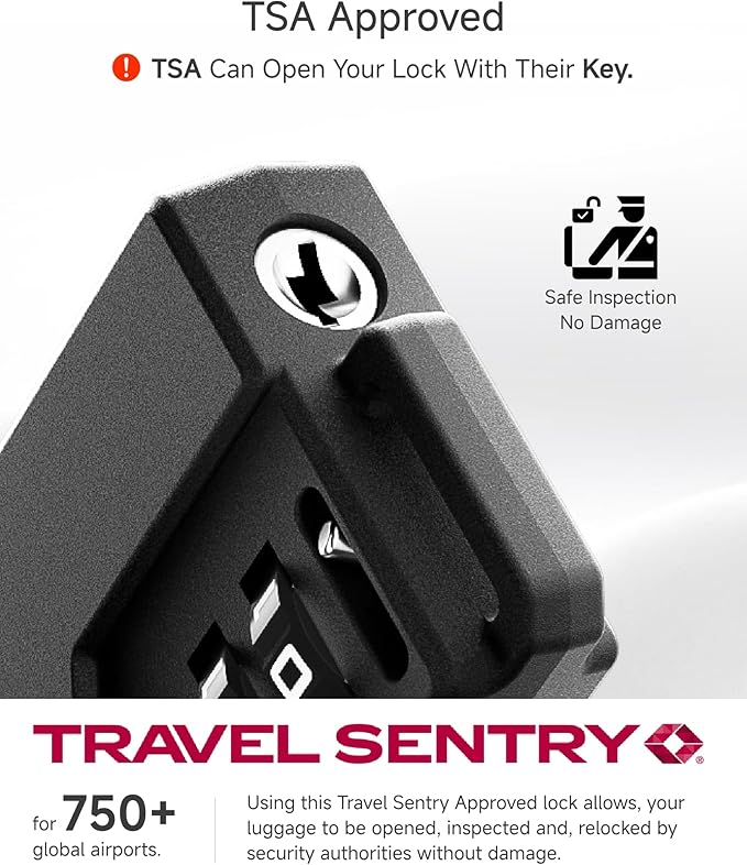 LUGGEX TSA Locks for Luggage, Suitcase Locks TSA Approved, Luggage Locks, Ease of Use & Durable(Silver Cable,4 Pack)