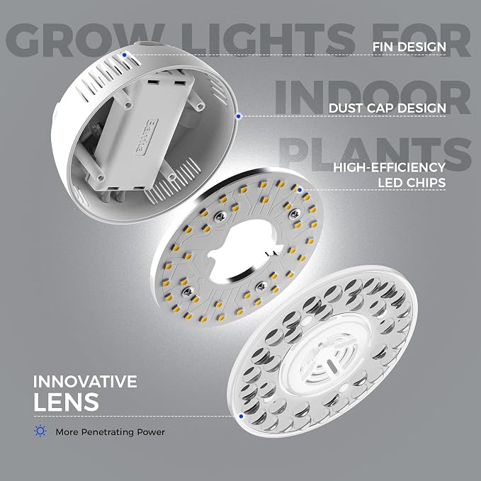Barrina Orbgrow OG09 Puck Grow Light, 18W(2 x 9W), 5000K, 2 Packs, White | Full Spectrum Plant Light for Indoor Plants, Magnetic & Linkable, Small Grow lamp, Perfect for Plant Shelf