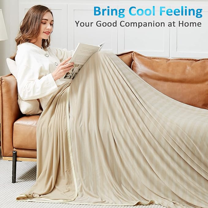 Guohaoi Cooling Throw Blanket for Hot Sleepers,Arc-Chill Q-Max >0.5 Cool Fiber,100% Oeko-Tex Certified Lightweight Summer Cool Blanket for Travel/Outdoor Ultra Cold Breathable,50''x70''