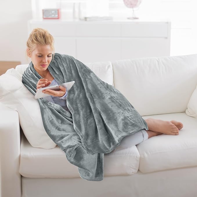 Utopia Bedding Fleece Blanket Throw Size Ash Grey 300GSM Luxury Anti-Static Fuzzy Soft Microfiber Blanket for Couch, Sofa and Bed (50x60 Inch)