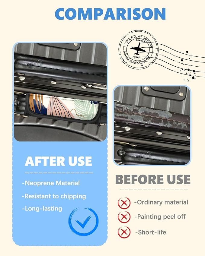 Slohif Luggage Handle Wrap 5Pcs Suitcase Identifier - Bag Strap Cover For Bogg Travel Accessories Easy Identification Bright Marker Sleeve Grips Comfort Neoprene Concealed Tag For Airport Art