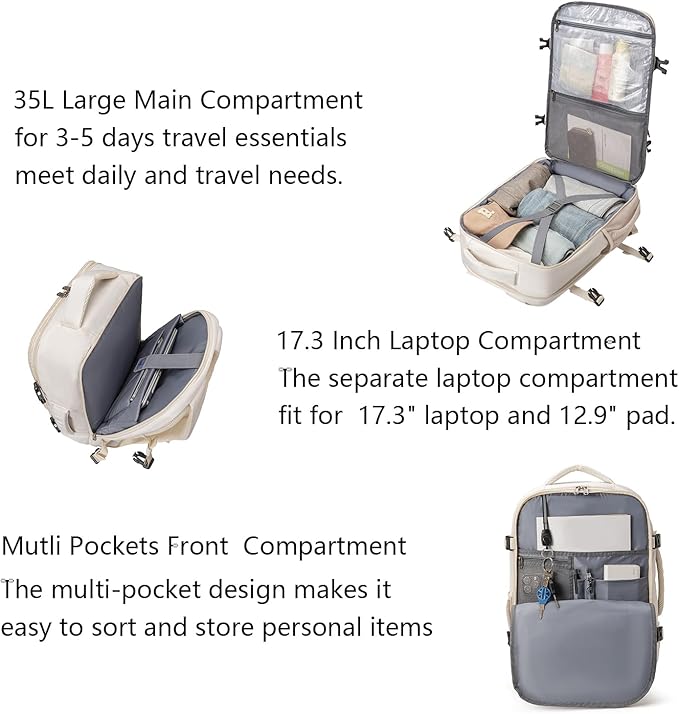 MOLNIA Travel Backpack, 17.3 Inch Large Laptop Backpack Carry On Backpack Waterproof, as Personal Item Flight Approved College Backpack Convertible Backpack for Men & Women…