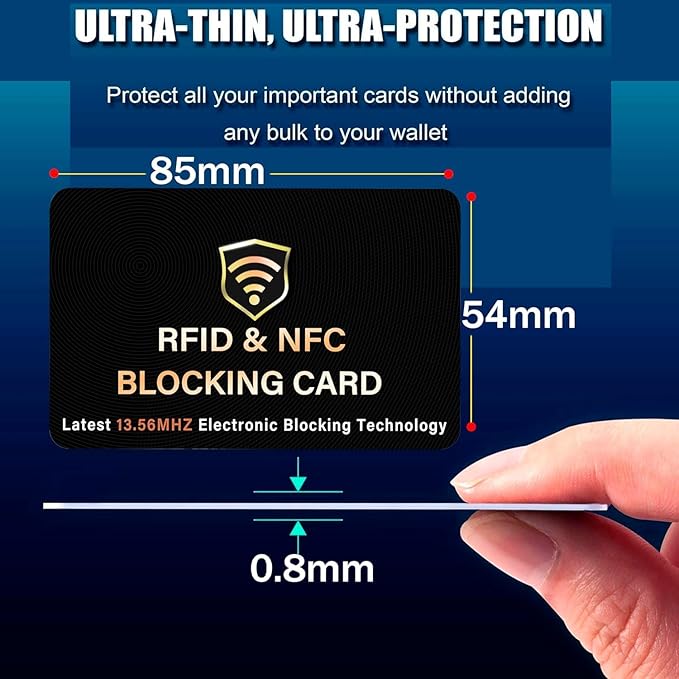 SaiTech IT 50 Pack RFID Blocking Card, One Card Protects Entire Wallet Purse, NFC Contactless Bank Debit Credit Card Protector ID ATM Guard Card Blocker–(Black)