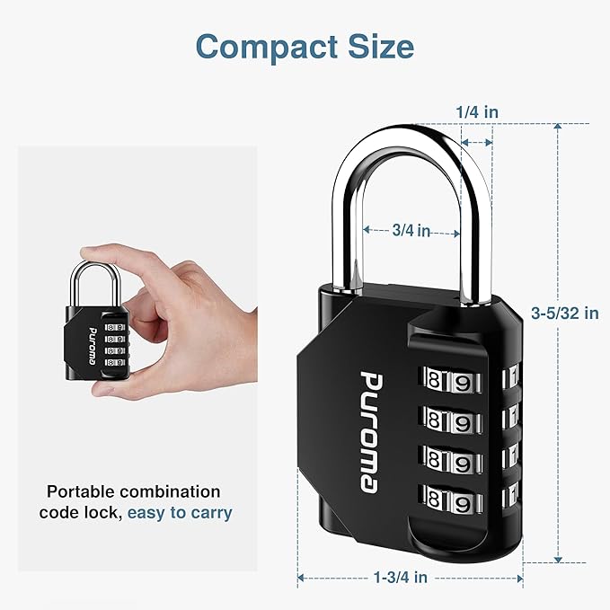 Puroma 2 Pack Combination Lock for Locker 4 Digit Outdoor Waterproof Padlock for School, Gym, Sports, Fence, Toolbox, Gate, Case, Outdoor, Hasp Storage, Cabinets (Blue & Black)