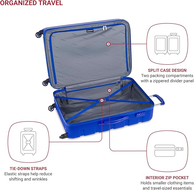 SwissGear 7366 Signature Hardside Expandable Luggage with Spinner Wheels, TSA Lock, Cobalt, Checked-Large 27-Inch