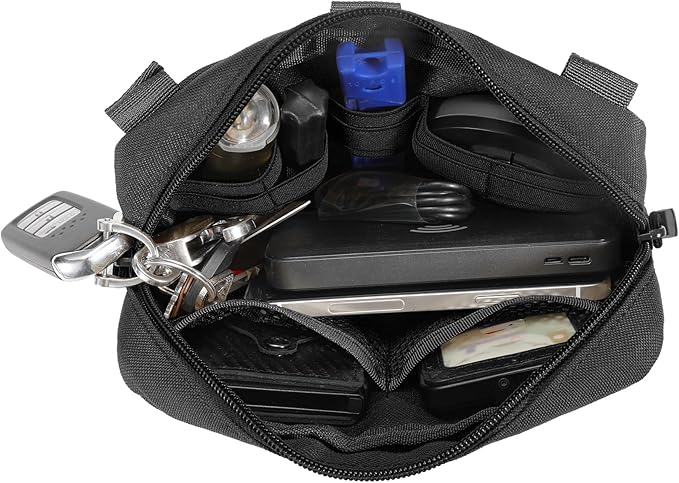 FRTKK Tactical Molle Admin Pouch Utility Laser Cut EDC Tool Pouch Bag Horizontal Modular Pouches Include US Flag Patch and Keychain