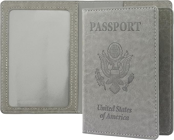 Passport Holder, Passport Holders Cover Case, 1 Pack Passport and Vaccine Card Holder Combo, Travel Passport Wallet for Women, Travel Documents Organizer Protector Travel Essentials, Dark Grey