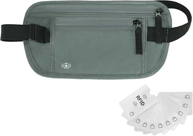 Money Belt for Travel Hidden Travel Pouch Women Men Hidden Rfid Passport Holder for Travel (Dark Green)
