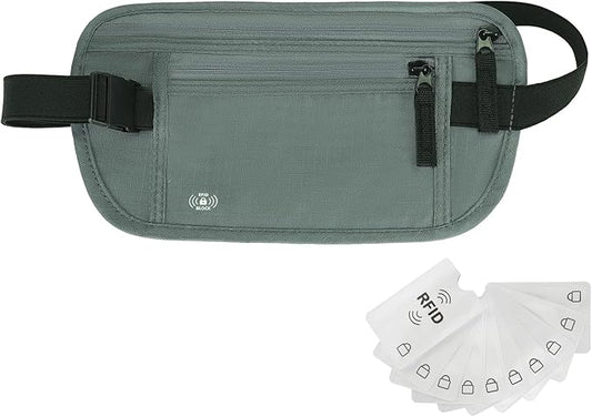 Money Belt for Travel Hidden Travel Pouch Women Men Hidden Rfid Passport Holder for Travel (Dark Green)