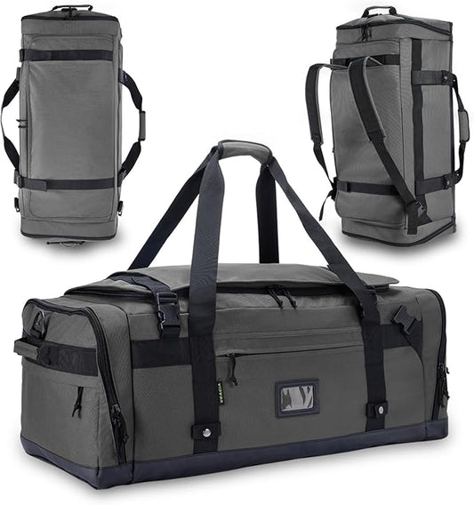 Large Duffle Bag for Travel - Men & Women, Foldable Gym Duffle Backpack, Heavy Duty Tactical Military Canvas Duffel Bags, Extra Big Carry On with Shoe Pockets, Waterproof (80L/103L)