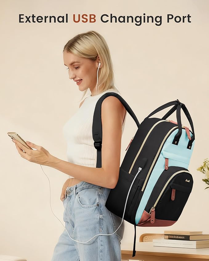 LOVEVOOK Backpack for Women,Laptop Backpack Women,Fits 17 Inch Laptop Bag,School Backpacks,Fashion Travel Work Anti-theft Bag,Waterproof Business Computer College Backpack Purse,Black-Light Blue