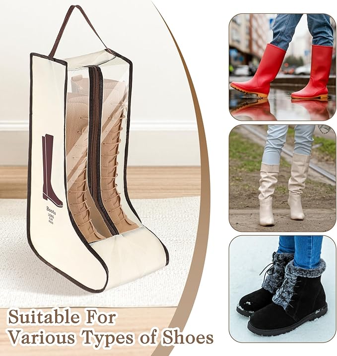 2 Set Boot Storage Bag, Portable Boots Protector Bag Dust Proof Travel Shoe Bags with Handle Boots Organizer for Packing Travel and Daily Use(Tall)
