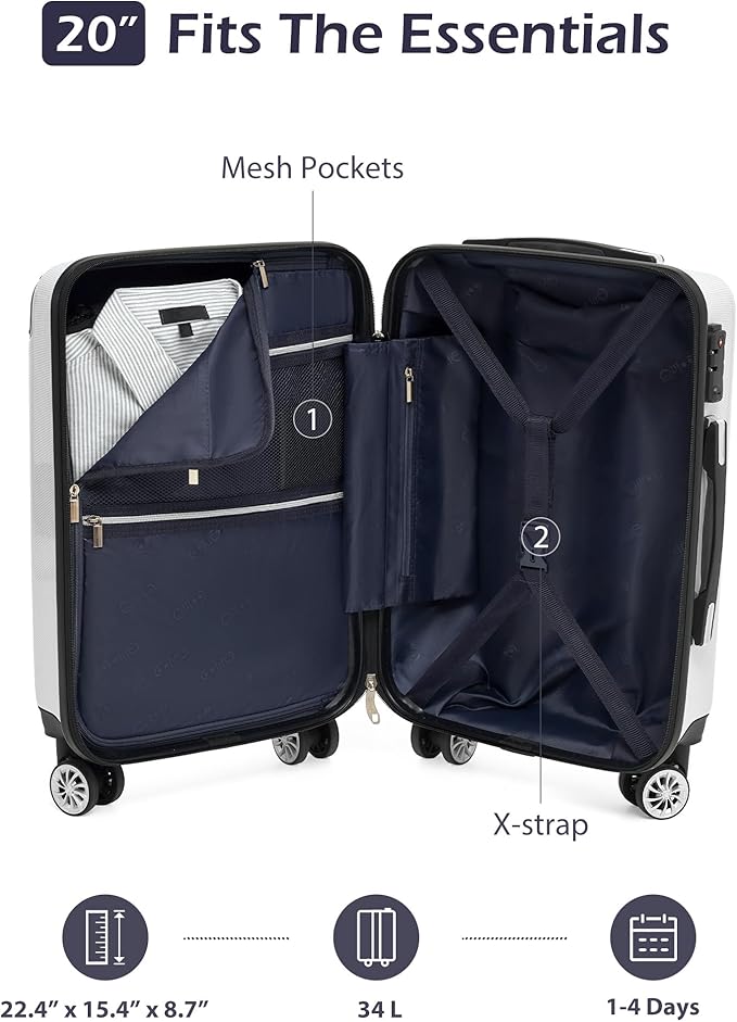 Coolife Carry On Luggage, Suitcase with Durable and Lightweight, carry on suitcase with PC+ABS Hardshell, Dual Spinner Wheels, TSA Lock, and YKK Zipper (wine wind new, S(20in)_carry on)