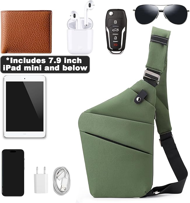 Anti Theft Travel Bag, One Shoulder Large Capacity Cross-body Bag Chest Fashion Lightweight Sling Bags for Travel Sports