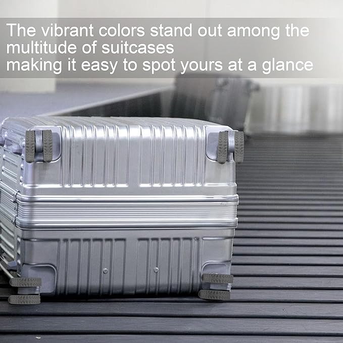 (8 Pack) Silicone Luggage Wheel Covers for 8-Spinner Wheel Suitcases, Mute & Shock Absorption Protector, Wear-Resistant & Noise-Reducing, Perfect for Travel (Grey)