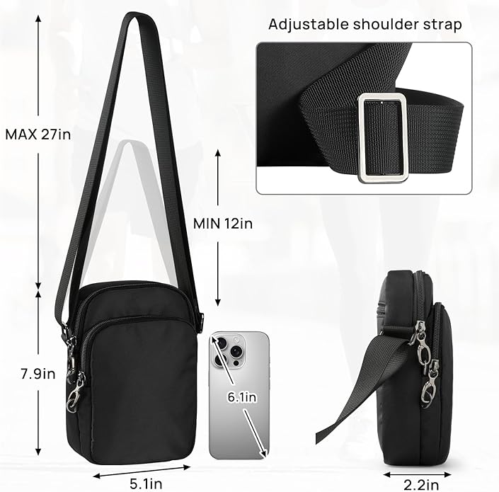 VADOO Sling Bag for Men Women, Anti Theft Crossbody Bag with Zipper Lock, RFID Blocking & Waterproof for Travel Casual