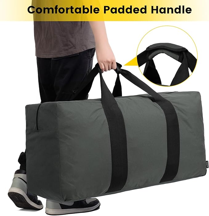 Vorspack Extra Large Duffle Bag for Travel - 100L Duffel Bag for Men Gear Bag for Storage Foldable Weekender Bag for Overnight Camping - Grey