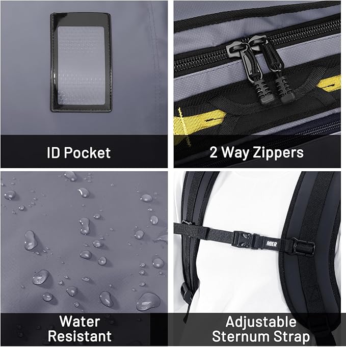 MIER Large Duffel Backpack Sports Gym Bag with Shoe Compartment, Heavy Duty and Water Resistant, Gray, 90L