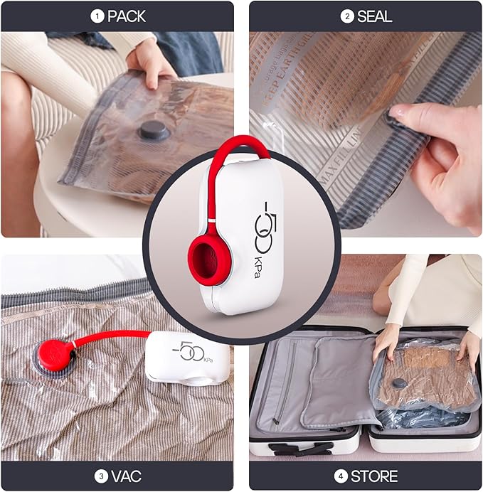 VMstr 18-Pack Vacuum Bags for Travel, Vacuum Seal Compression Bags for Clothing, Carry-On Luggage Space Saver Bags with Plug-in Electric Pump
