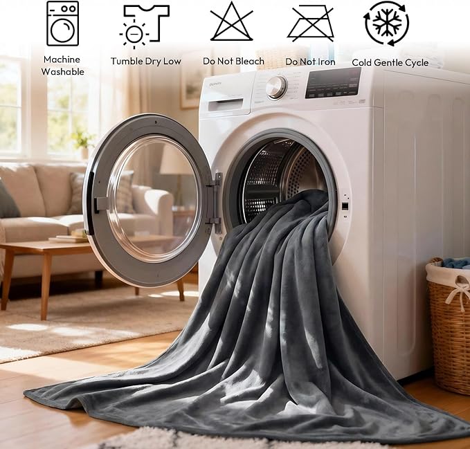 NANPIPER 100% Waterproof Blanket for Sofa, Reversible Fleece Love Blanket, Spill-Proof Dog Throw for Camping, Travel, Dark Grey/Light Grey 40x60 inches