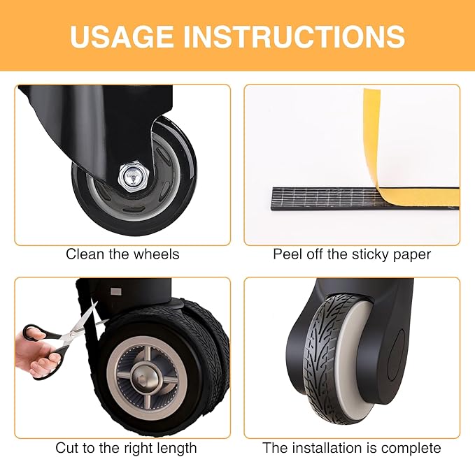 8 Pcs Silicone Luggage Wheel Covers for Rolling Suitcases, Cuttable Luggage Wheel Protector Silent Noise Reduction Shock