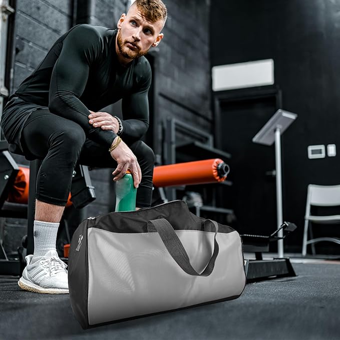 C&F BOGMOST Travel Duffel Bag Large Foldable Waterproof Gym Bag for Gym Beach Swim Bag Men Women Duffle Bag Lightweight Oxford Cloth Sports Bag-Grey