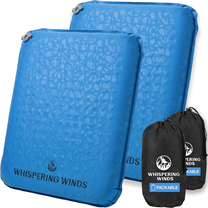 Whispering Winds Inflatable Seat Cushion - Comfortable Blow-up Foam Pad for Airplane, Travel, Stadium, Outdoors, Camping, Car & More