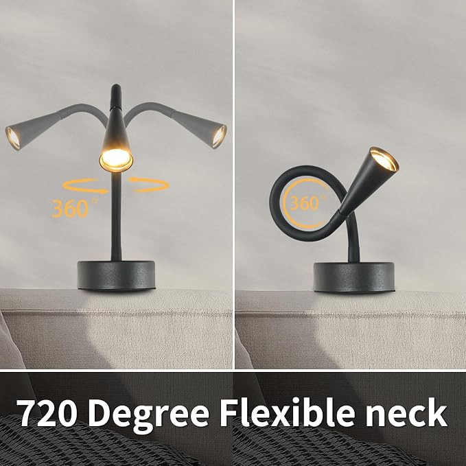 Black Headboard Reading Light, No Drilling Wall Mounted Reading Lights for Bedside, Book Light for Bedtime Reading, Buttonless Dimmable Reading Lamp, Movable Gooseneck Reading Sconces for Bedroom