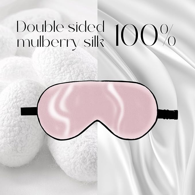 ZIMASILK 2 Pack 100% Natural Silk Sleep Mask, Adjustable Super-Smooth Soft Eye Mask for Sleep, Multiple Color Options (Navy Blue + Pink)