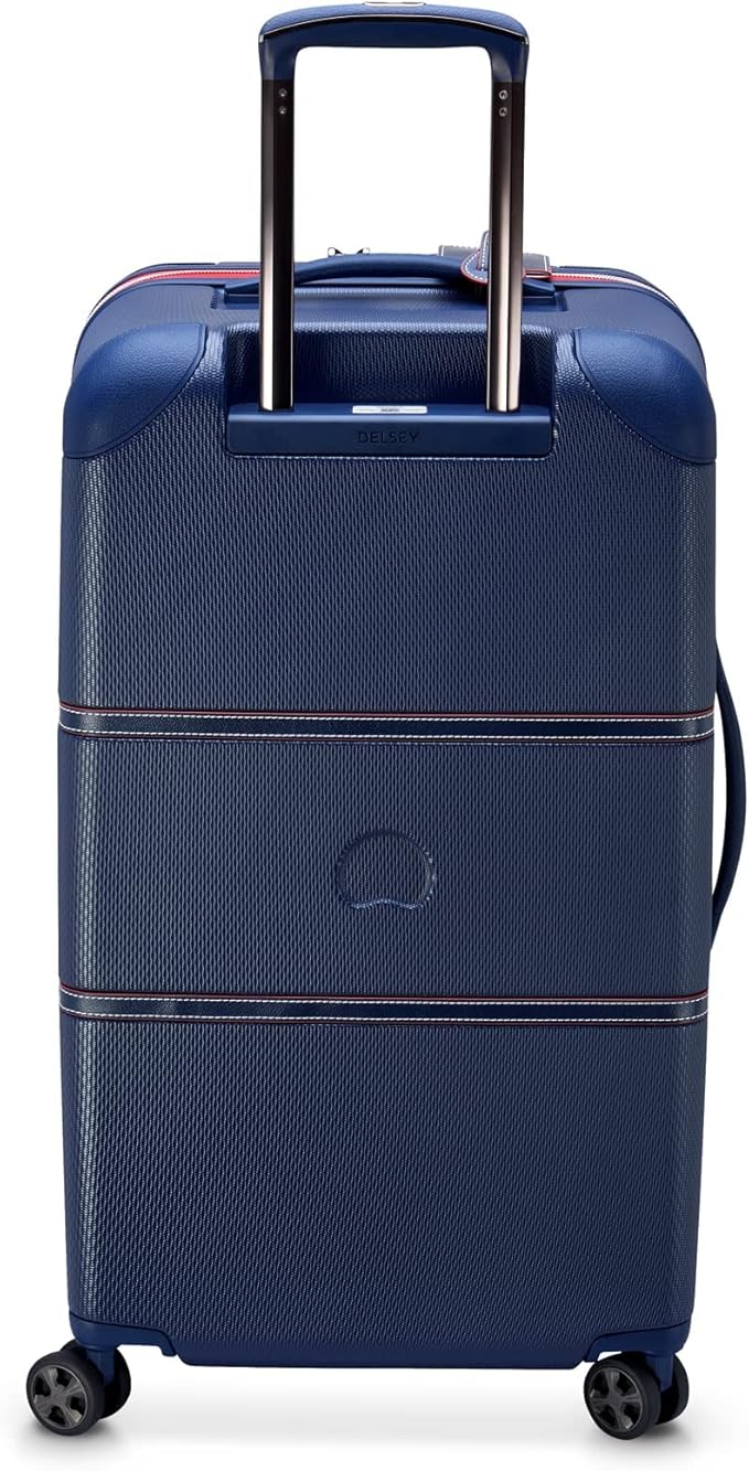 DELSEY PARIS Chatelet Air 2.0 Hardside Luggage Trunk with Spinner Wheels, Navy, Checked-26 Inch Trunk