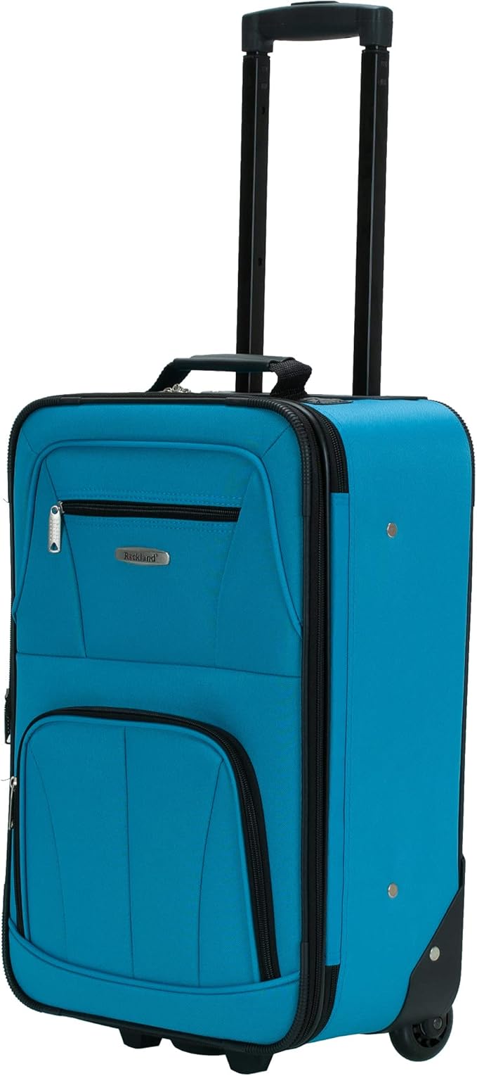 Rockland Journey Softside Upright Luggage Set,Expandable, Turquoise, 4-Piece (14/19/24/28)