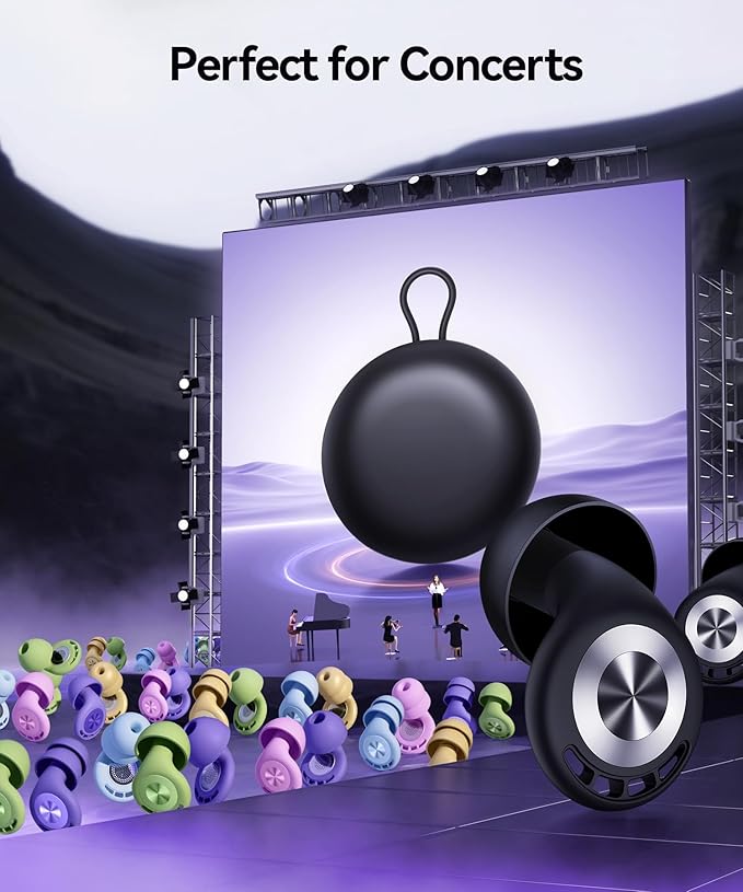 Ear Plugs for Sleeping 50dB Earplugs Noise Cancelling Ear Plugs for Noise Reduction Concerts Soft Reusable Silicone Earplugs for Snoring Side Sleepers Shooting Airplanes with 7 Eartips Case MatteBlack