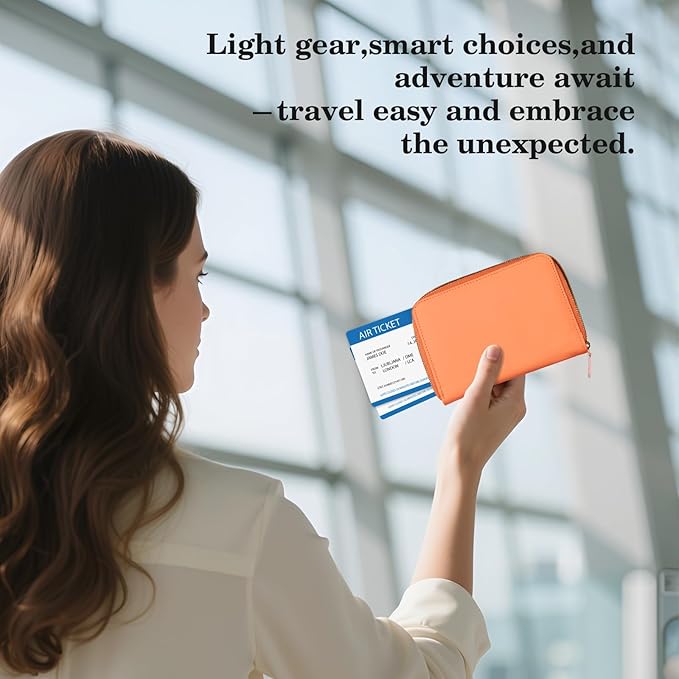 CoBak Passport Holder Cover with Safe Zipper Closure, Premium Passport Wallet for Travel, RFID Blocking Card Case, Waterproof Travel Accessories for Women, Grain Rose Gold
