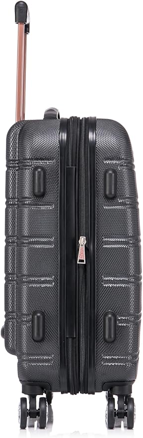Rockland Melbourne Hardside Expandable Spinner Wheel Luggage Set, Black, Carry-On 20-Inch and Tote 14-Inch