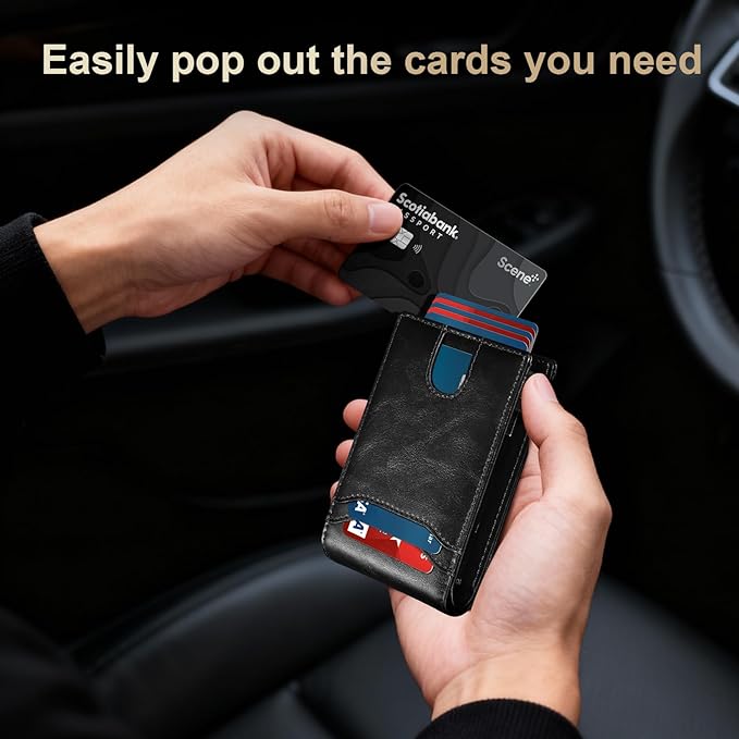 furid Card Wallet For Men Slim: Smart Rfid Minimalist Front Pocket Pop Up Wallet with ID Window - Stocking Stuffers Gifts Boxed for Husband Father at Birthday Anniversary