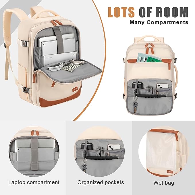 40L Travel Backpack, Water-Resistant Carry On Backpack for Men Women, Business Laptop Backpack for Trips & Commutes, Fits 15.6/17.3 Inch Laptop