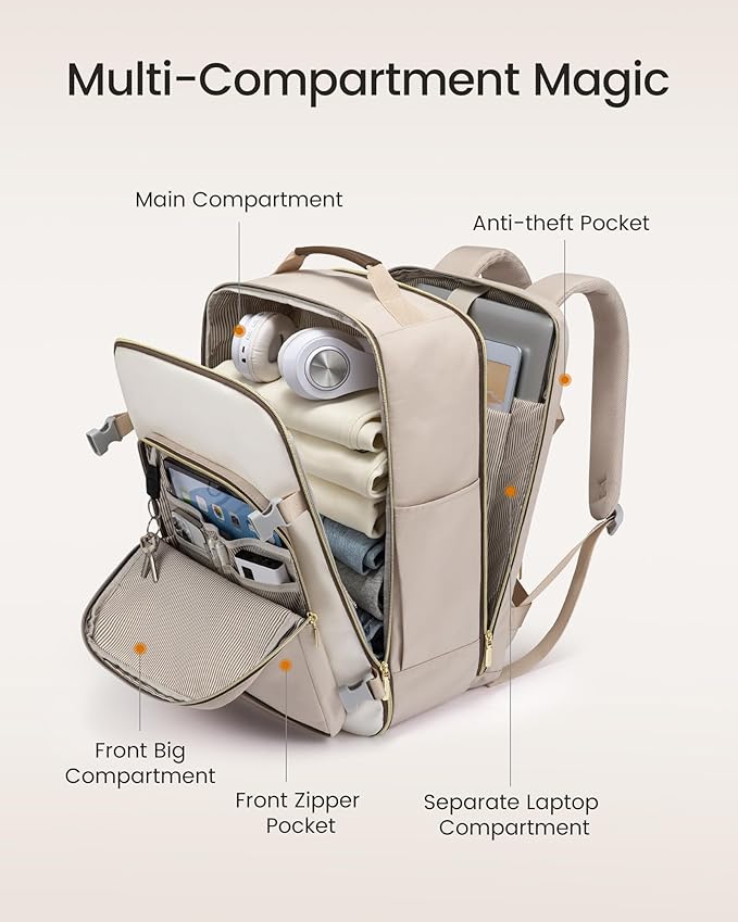 LOVEVOOK 40L Travel Backpack for Women & Men, Airline Approved Carry On Luggage with 3 Packing Cubes, TSA Overnight Bags, Waterproof Personal Item Bag, Weekender Essentials Backpacks fits 17" Laptop