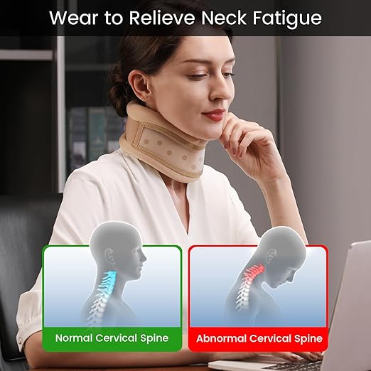 VELPEAU Neck Brace for Neck Pain and Support -Soft Cervical Collar for Sleeping, Snoozing, Sleeping Upright, Anti-Snoring, Sleep Apnea for Women & Men (Khaki, Dual-purpose Version, S: 10.5-11.5"/2.7")