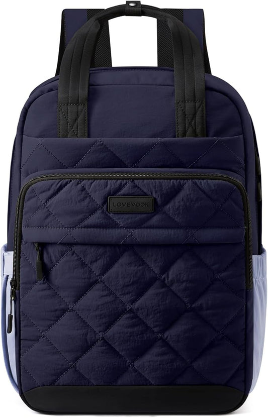 LOVEVOOK Puffer Backpack for Women Fits 15.6 Inch Laptop, Quilted Travel Backpacks Purse with Large Cup Holder, Teacher Computer Work Bags College Shool Bookbag, Puffy Carry On Personal Item Bag