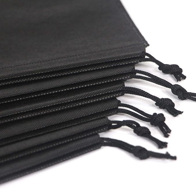 12PCS Travel Shoe Bags with Rope for Men and Women Large Shoes Pouch Storage Packing Organizers, Black