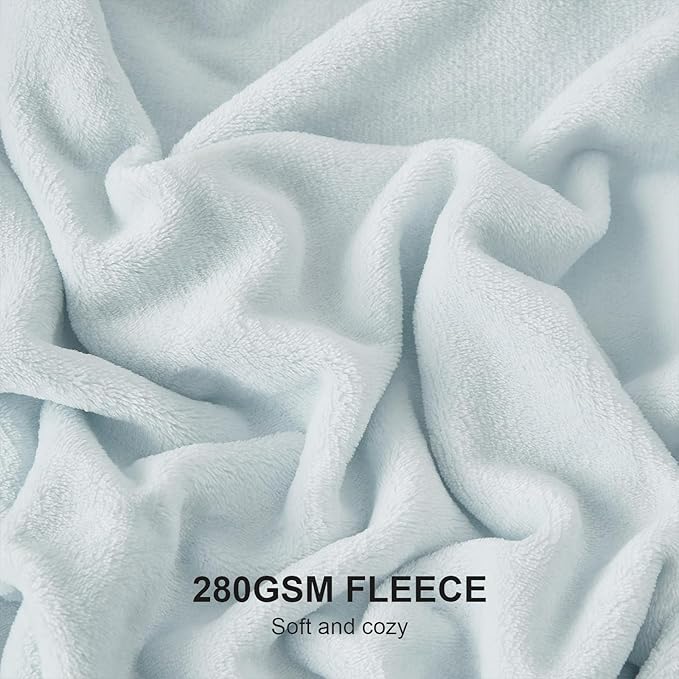 Hansleep Fleece Ice Blue Throw XL Blanket, Super Soft Flannel Fuzzy Plush Cozy Blanket for All Seasons, Ice Blue, Throw XL 50x70 Inches