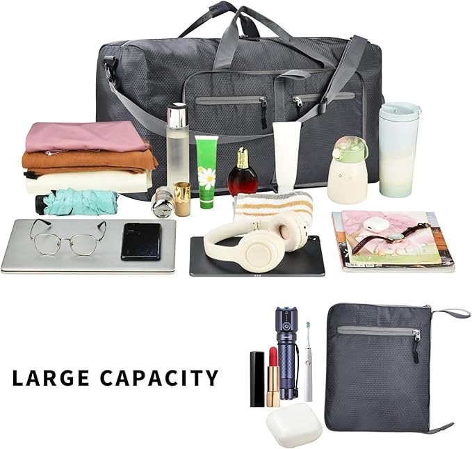 Felipe Varela Duffle Bag with Shoes Compartment and Adjustable Strap,Foldable Travel Duffel Bags for Men Women,Waterproof Duffel Bags