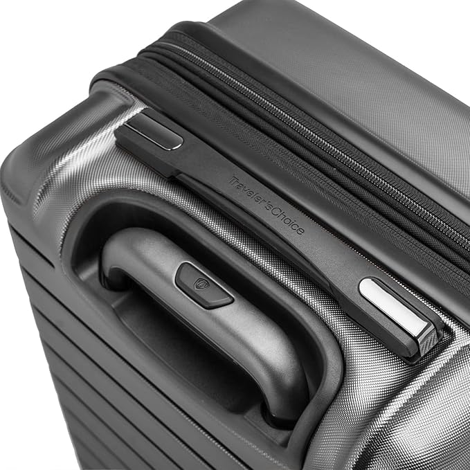 Traveler's Choice Archer Polycarbonate Hardside Spinner Luggage Set,Tie Down Straps Grey, 2-Piece